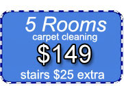 5 rooms of carpet cleaning for only $149 dollars with Certified Carpet Cleaning!